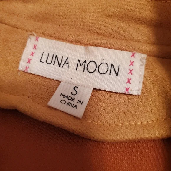 Luna Moon yellow suede moto jacket, women size Small Oversized. - Picture 5 of 10